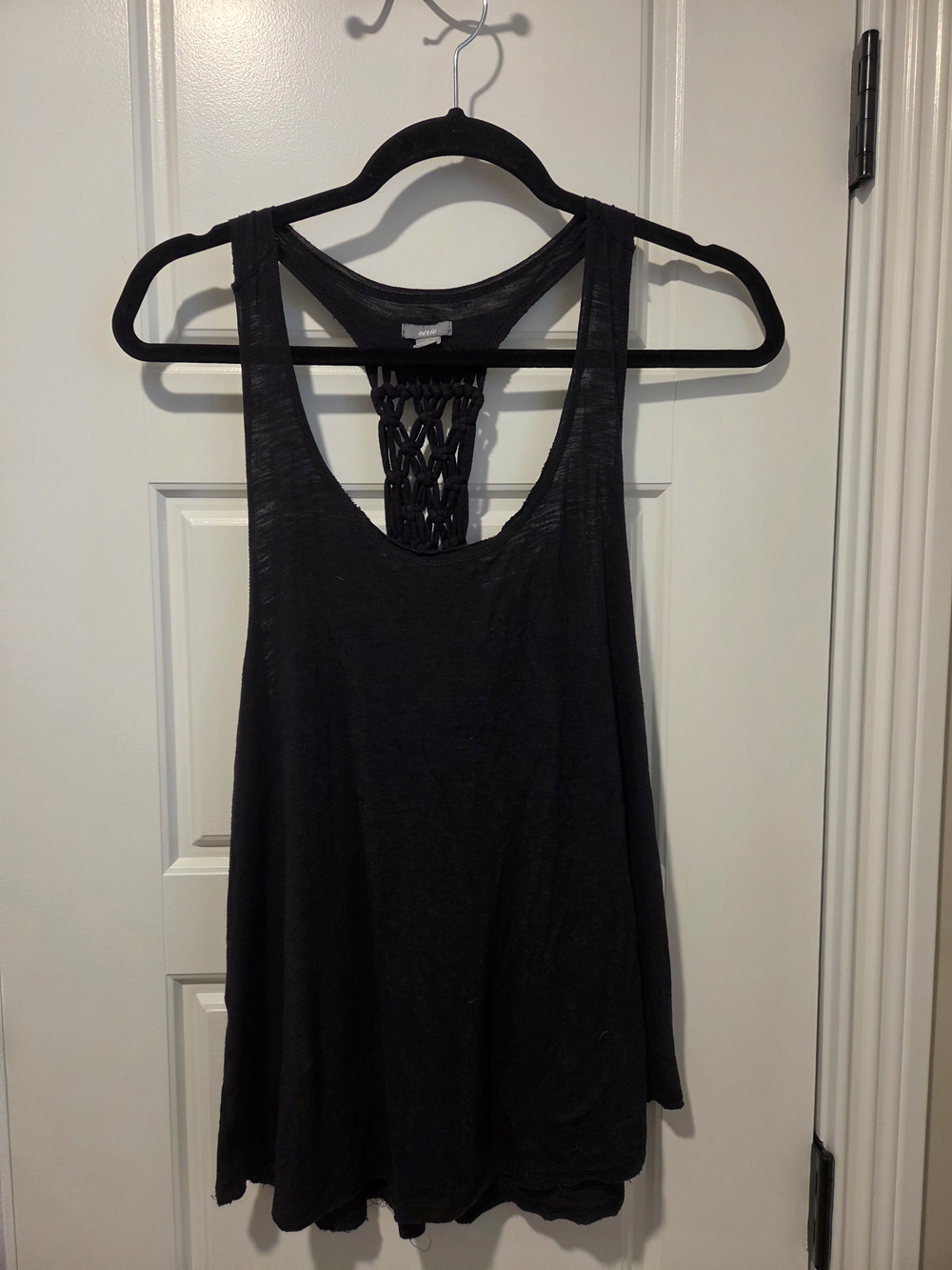 aerie Black Tank with Braided Macramé Back